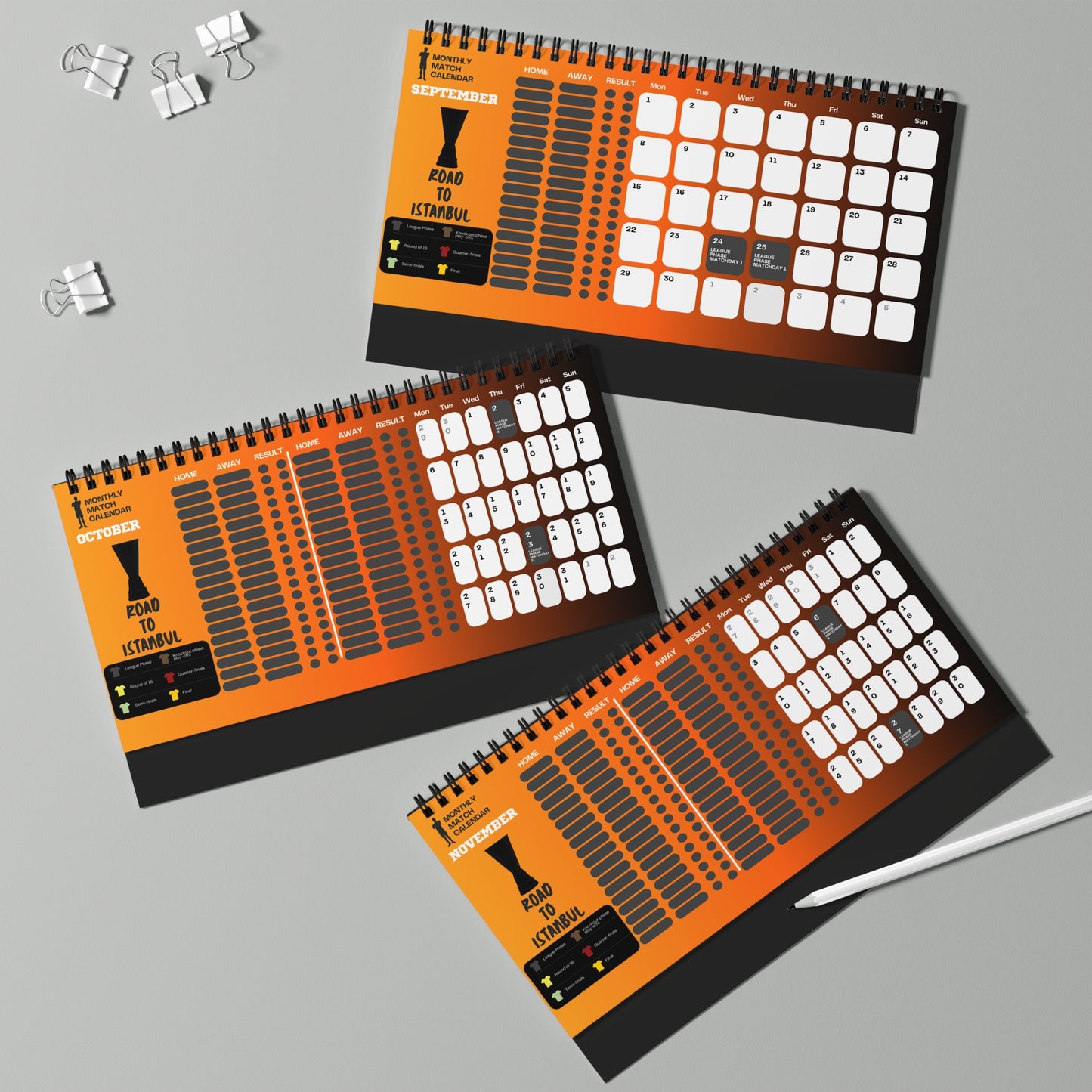 UEL Desk Calendar – 2025/26 Season