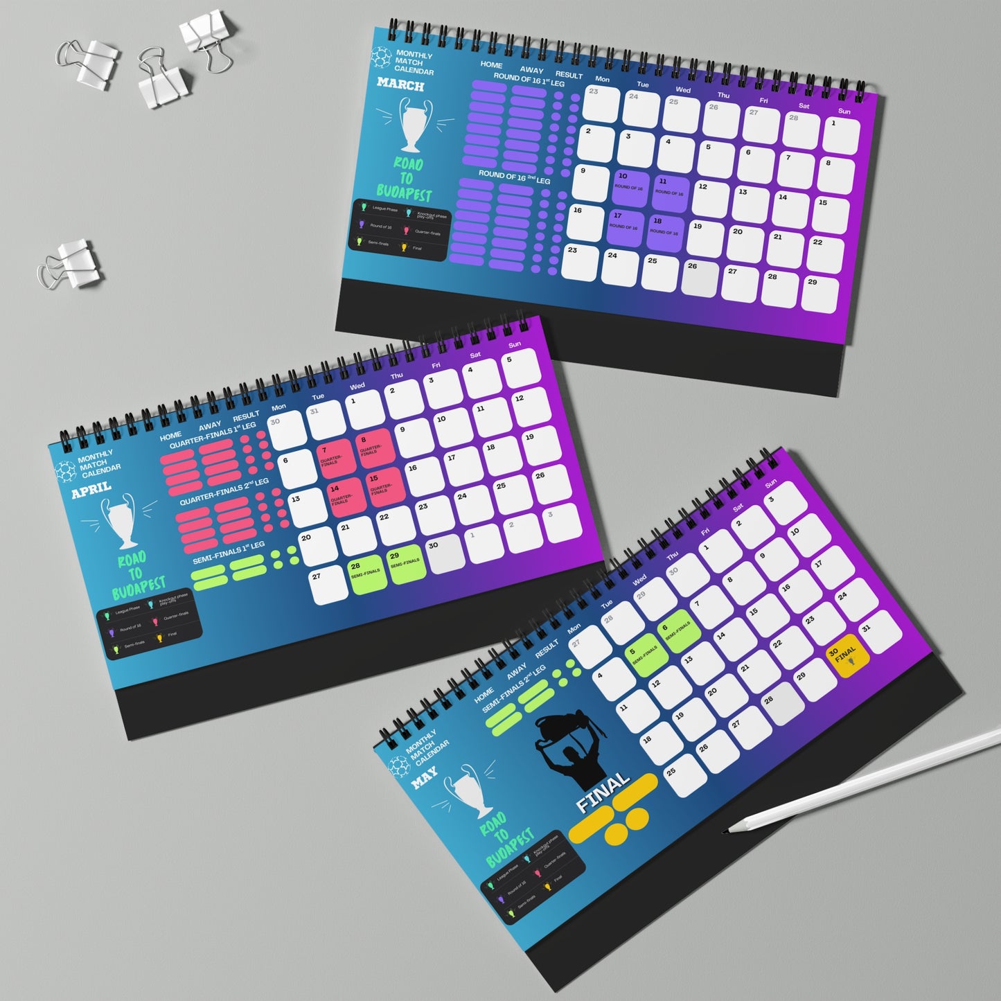 UCL Desk Calendar – 2025/26 Season
