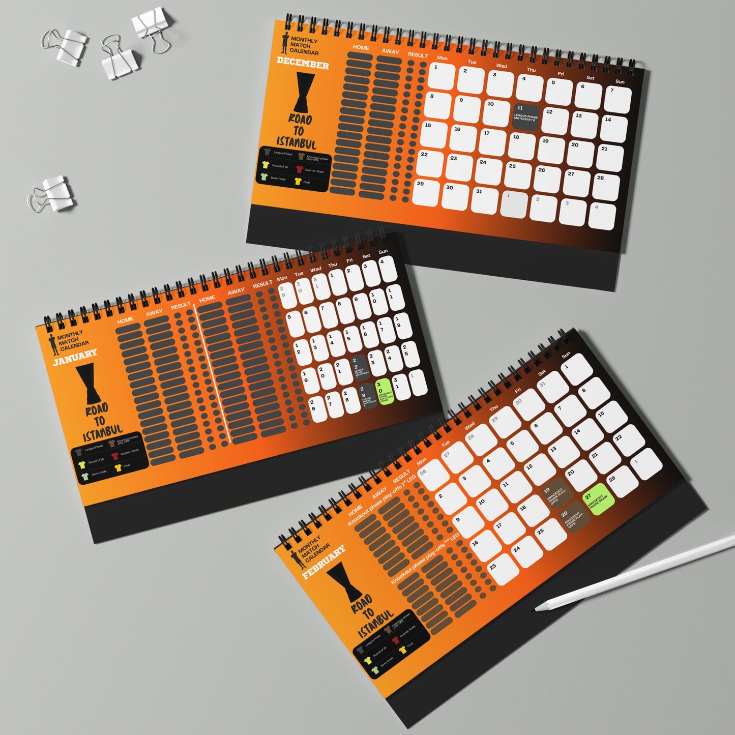 UEL Desk Calendar – 2025/26 Season